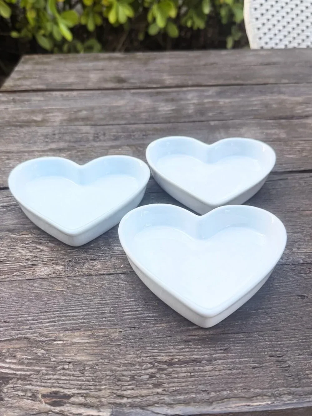 Set of 3 Cordon Bleu Classic White Heart Ramekins Baking Dessert Tarts Dish Lot